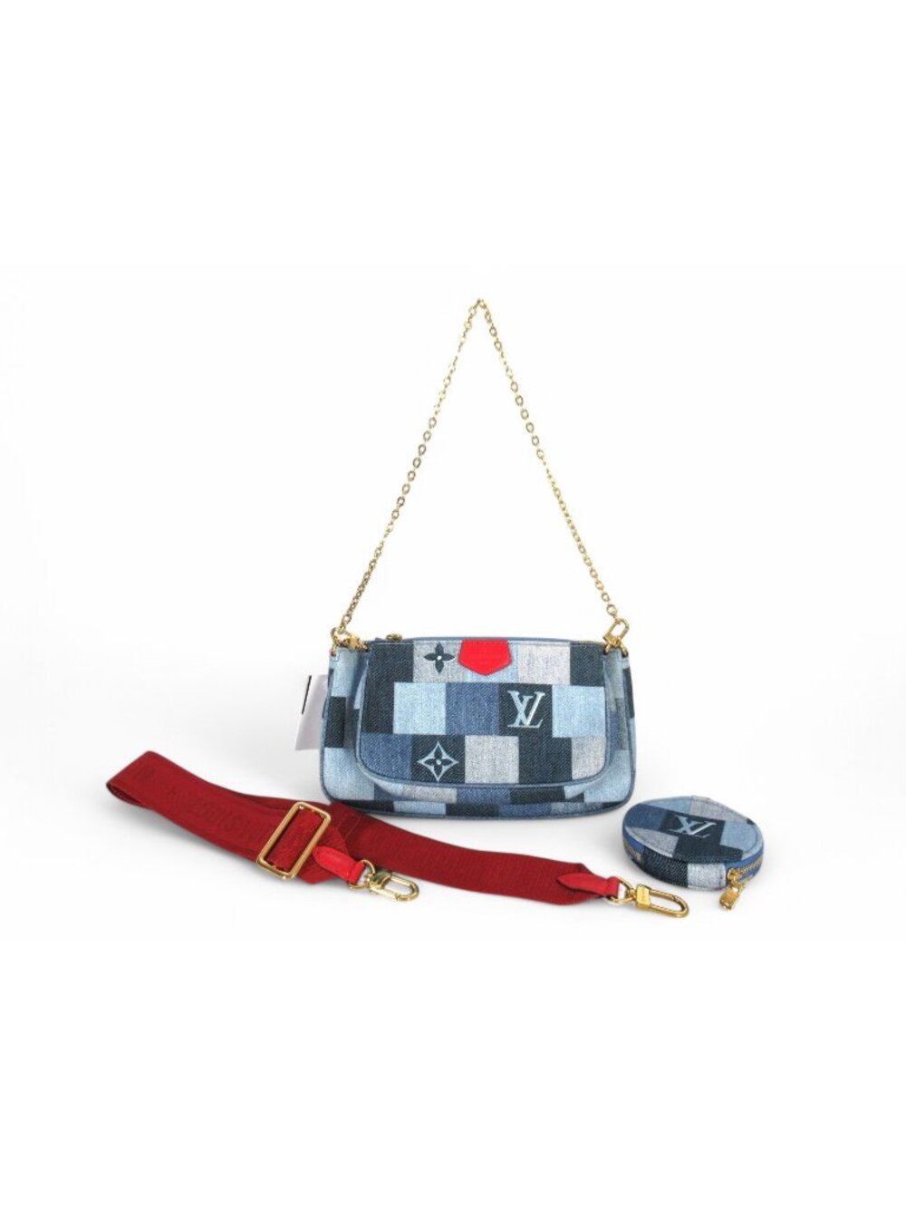 Louis Vuitton Multi Pochette Accessoires Monogram Denim Patchwork FULL SET
